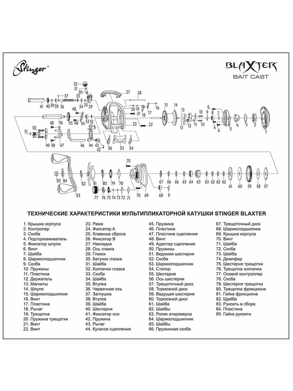 Катушка мультипликаторная Blaxter Bait Cast BLC100L