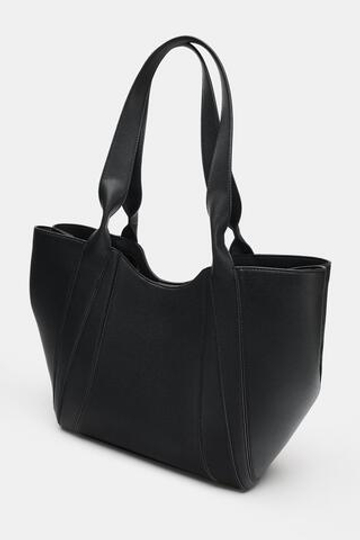 ZARA БОЛЬШАЯ СУМКА-ШОПЕР, ЧЕРНЫЙ
