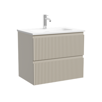 Тумба подвесная SANCOS Сноб Р (Snob R) 590х390х500, c двумя ящиками оснащенными доводчиками, Бежевый матовый (Beige Soft), арт.SNR60/39CE