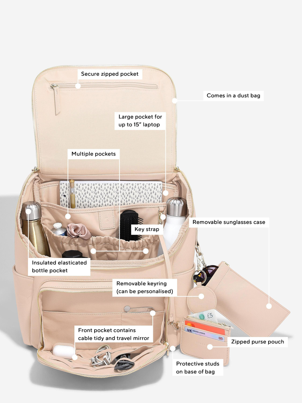 Рюкзак городской Stackers Luxury Backpack - Blush & Gold
