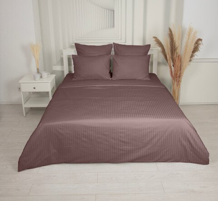КПБ Евро с простыней на рез. 180х200 страйп-сатин "ЕМСТР106" (нав. 50х70 или 70х70)
