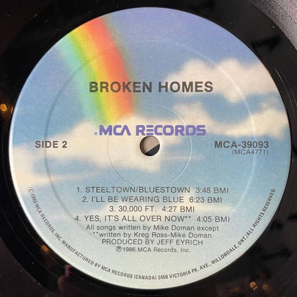 Винтажная виниловая пластинка LP Broken Homes (Canada 1986)