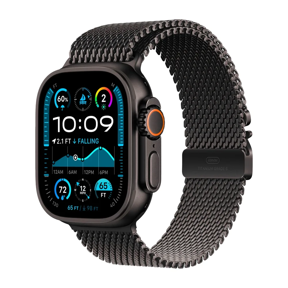 Умные часы Apple Watch Ultra 2 (2024) GPS + Cellular, 49mm, Black Titanium Case with Black Titanium Milanese Loop L, (Черный титан)