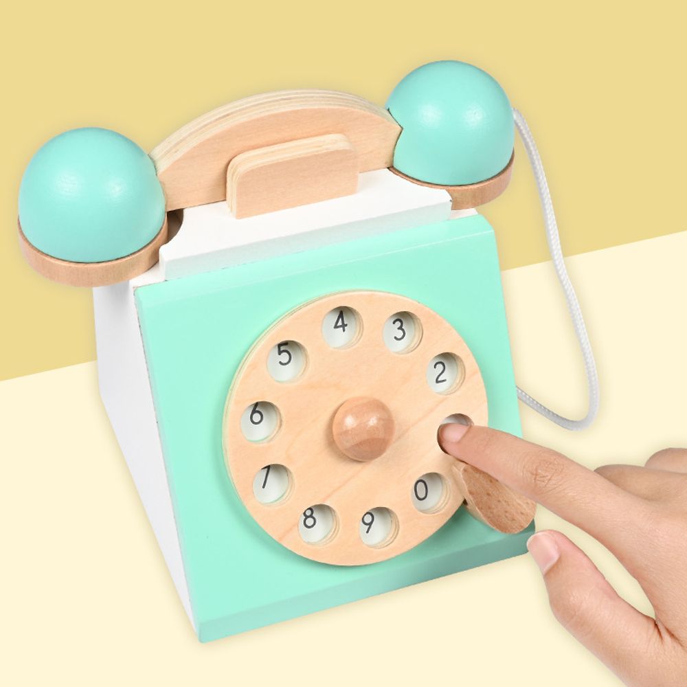 Деревянный игрушечный телефон "Call Time", зеленый