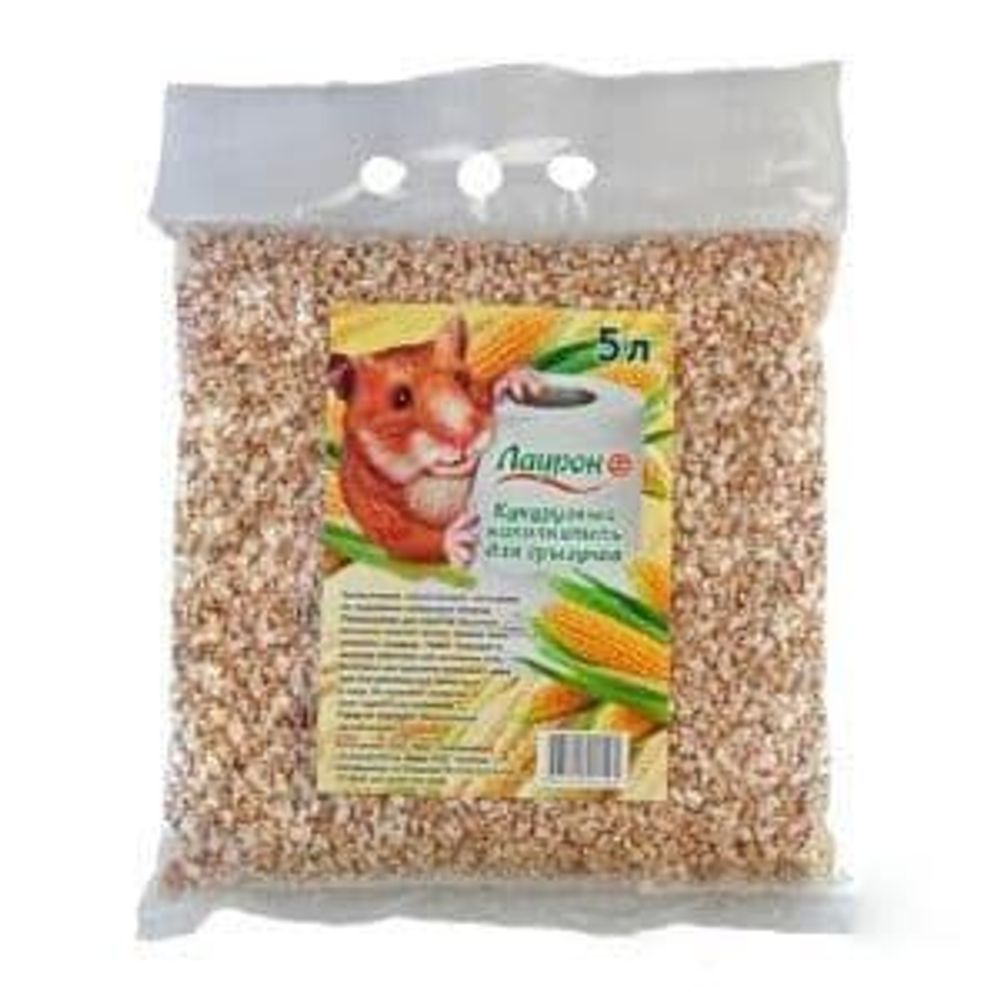 Наполнитель-подстилка для клеток грызунов Лаурон кукурузный, Пакет 5 л Наполнитель-подстилка для клеток грызунов Лаурон кукурузный, Пакет 5 л