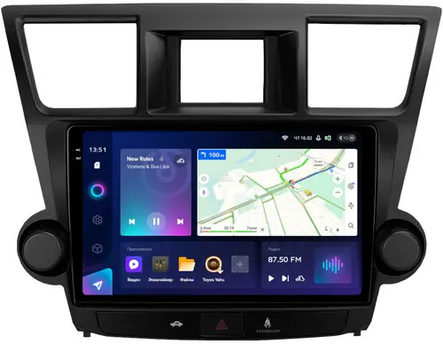 Магнитола для Toyota Highlander 2 XU40 2007-2013 (крутилки активные) - Teyes CC3-2K на Android 10, Быстрая, 2K QLED, CarPlay, 4G SIM-слот