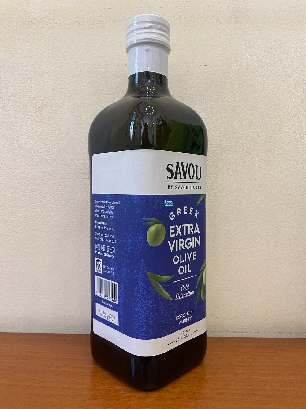 Оливковое масло EXTRA VIRGIN OLIVE OIL SAVOU KORONЕIKI, 1л, ж/б, Греция
