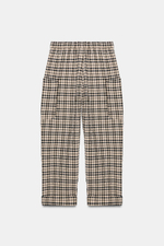 БРЮКИ В КЛЕТКУ С ЭЛАСТИЧНЫМ ПОЯСОМ — ZARA