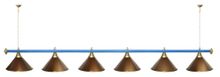 Лампа STARTBILLIARDS 6 пл. (плафоны антик медь,штанга зеленая,фурнитура золото)