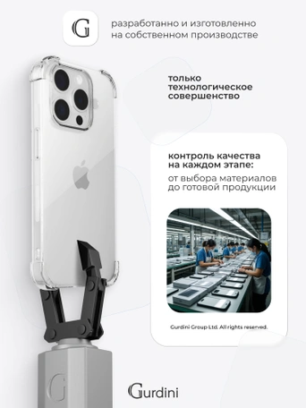 Чехол накладка iPhone 14 Pro 6.1" Gurdini силикон противоударный прозрачный