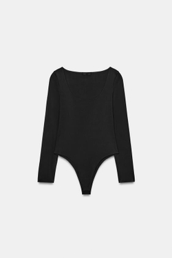 ZARA БОДИ С ВОРОТНИКОМ-СТОЙКОЙ, ЧЕРНЫЙ