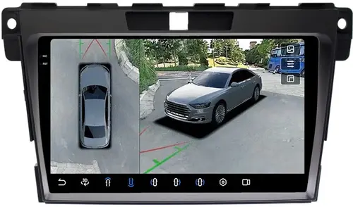 Магнитола для Mazda CX-7 2006-2012 - FarCar BX097M-360 монитор 9.5" 2K QLED на Android 13, Быстрая, CarPlay, 4G SIM-слот, 4 камеры в комплекте