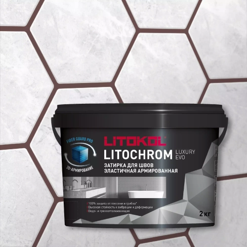 Затирка швов цементная Litokol Litochrom 1-6 Luxury Evo LLE.340 Красное дерево, ведро 2 кг
