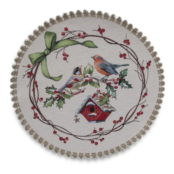 Салфетка подстановочная 45см Mix&Match Home Зимний пир Скворечники бежевая