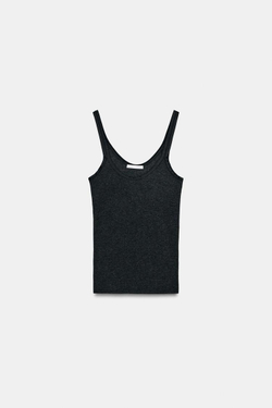 ZARA МАЙКА В РУБЧИК, СВИНЦОВЫЙ