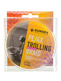 Шнур DUNAEV TROLLING BRAID PE X4 300м 0,22мм