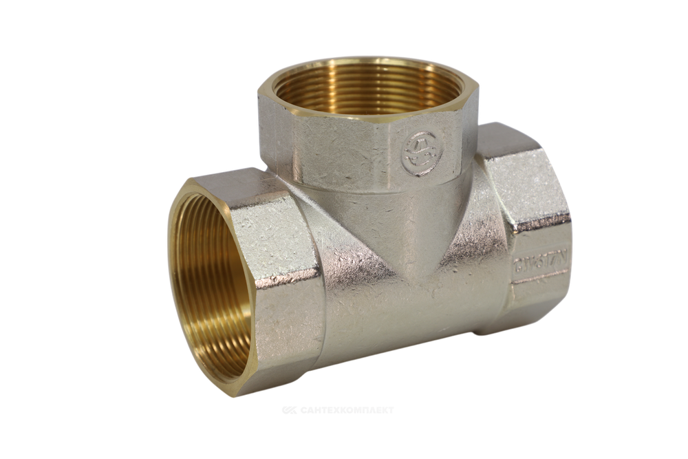 Тройник латунь никель Ду 25 (1") ВР/ВР 9007 ГОСТ 32585-2013 Aquasfera 9007-03