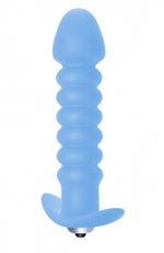 Рельефный анальный вибратор Twisted Anal Plug (7 режимов) (Цвет: голубой)