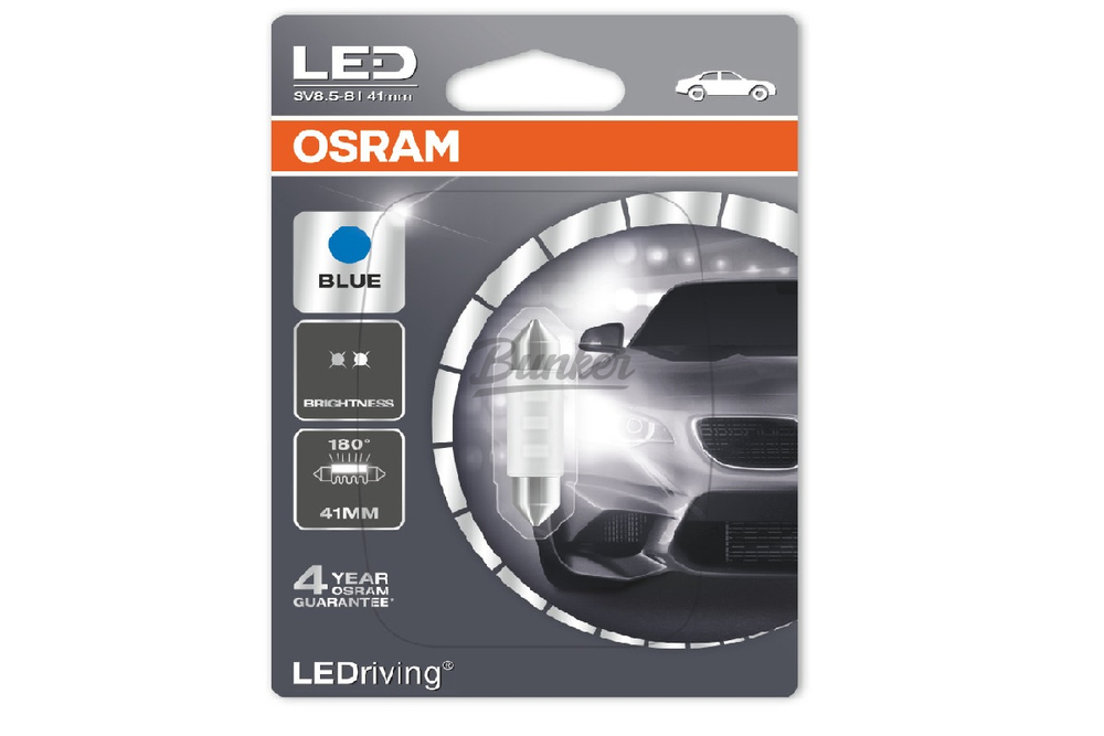 Лампа C5W 12V 0,5W SV8.5-8 LEDRIVING standart C5W/голубой/(41mm) 1 шт.