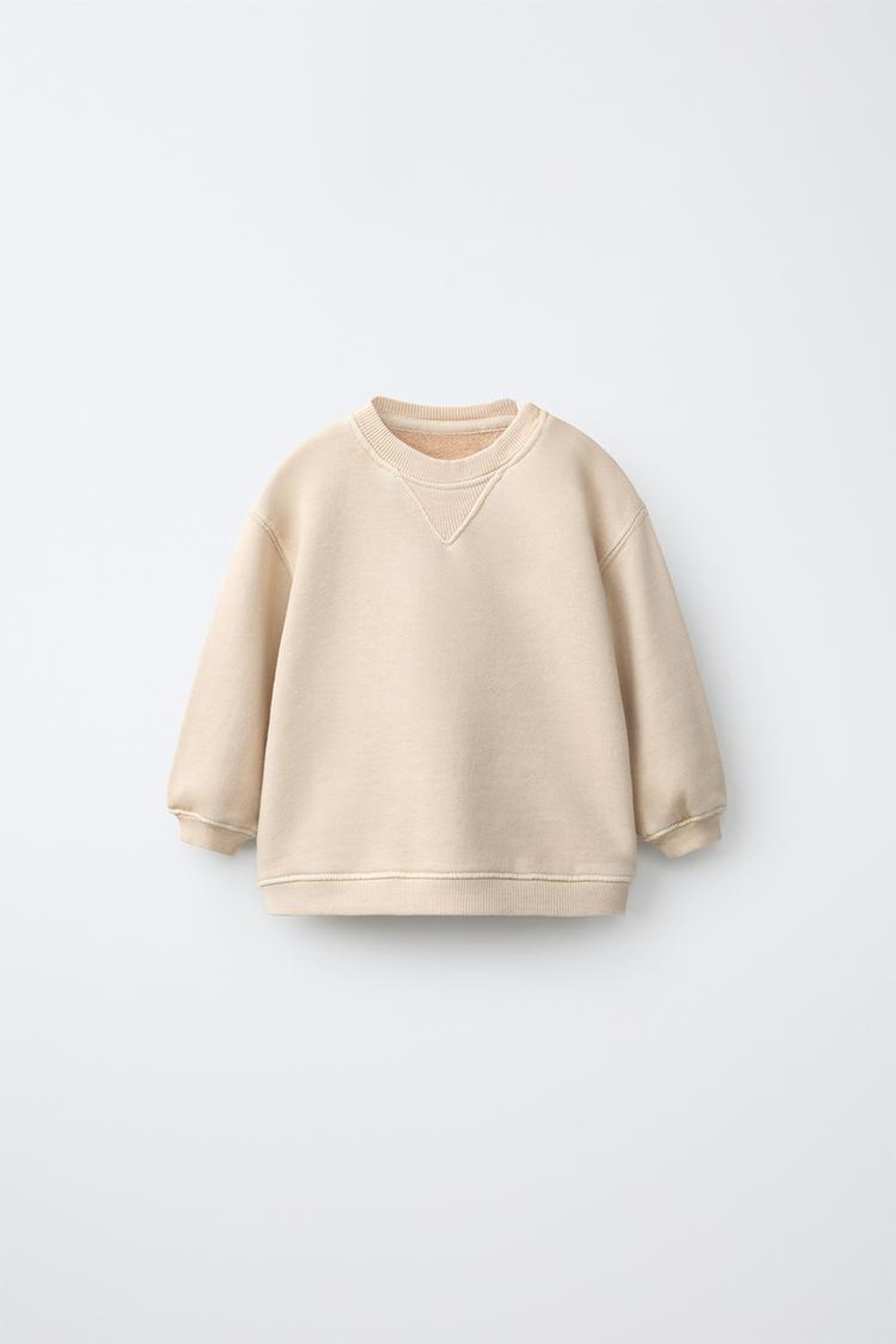 ZARA ОДНОТОННАЯ ТОЛСТОВКА ИЗ КРАШЕНОЙ ТКАНИ, СВЕТЛО-БЕЖЕВЫЙ