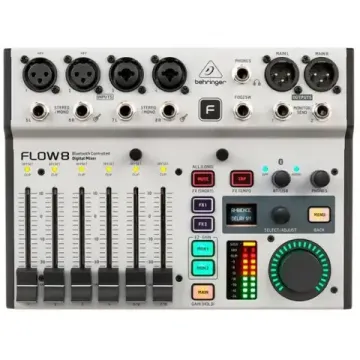BEHRINGER FLOW 8 - цифровой микшерный пульт, 4 TRS входа, 2 XLR входа, 2 XLR/TRS входа, USB порт
