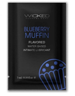Лубрикант на водной основе с ароматом черничного маффина Wicked Aqua Blueberry Muffin - 3 мл.