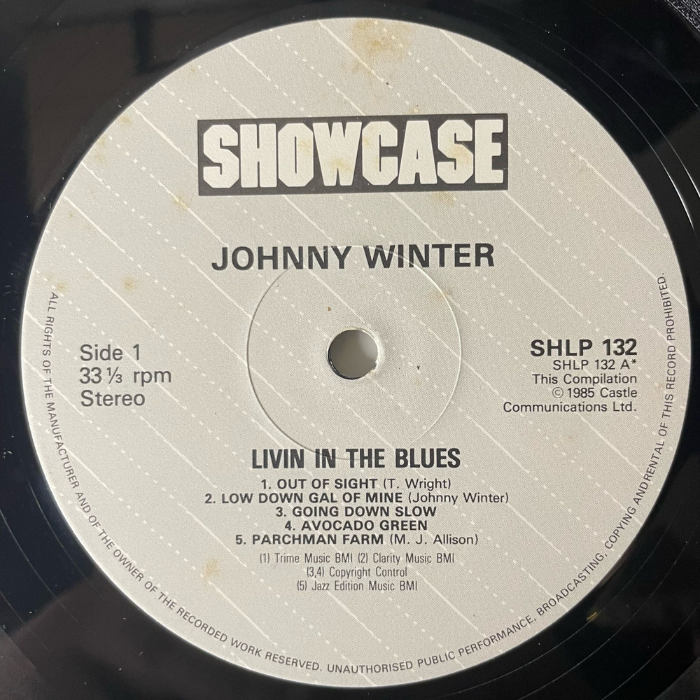 Винтажная виниловая пластинка LP Johnny Winter Livin In The Blues (Англия 1985)
