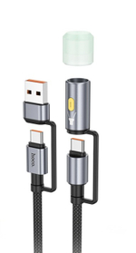 Usb Кабель-зарядка Hoco U138 Type-C/Фонарик на USB-A/Type-C 60W 1.2м черный