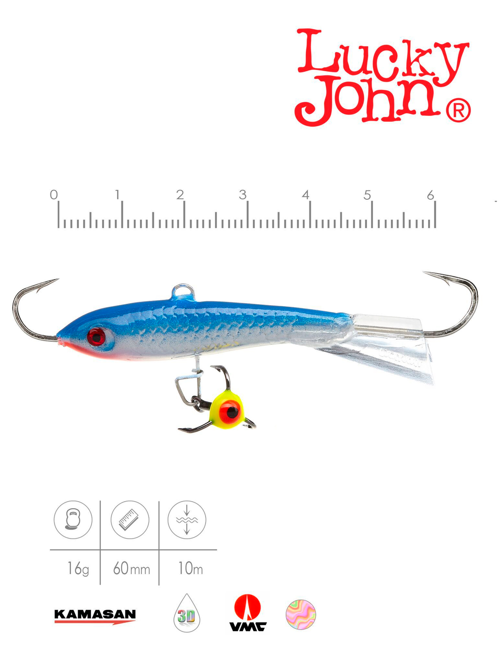 Балансир LUCKY JOHN Classic №6 (+тройник), цвет 15H, арт. 81601-15H