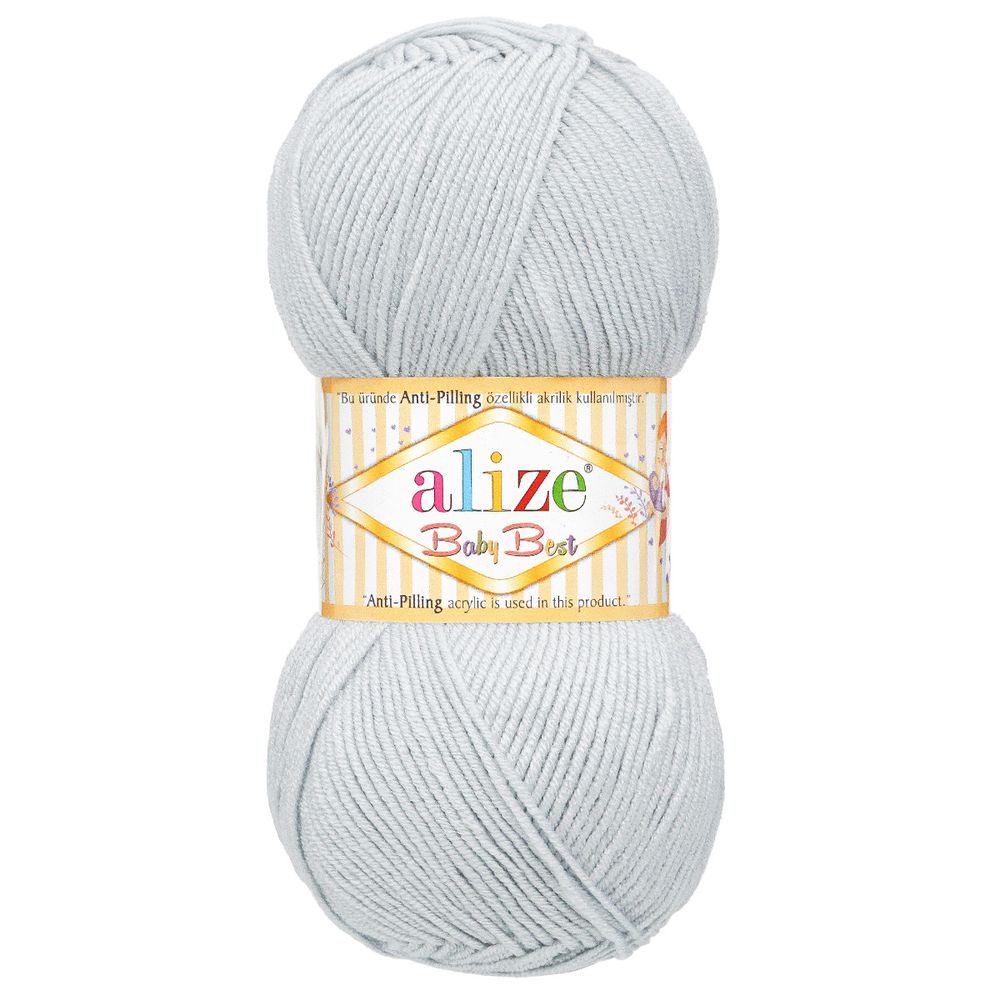 Пряжа Alize (Ализе) Baby Best / уп.5 мот. по 100 г, 240м, 224 светло-серый A