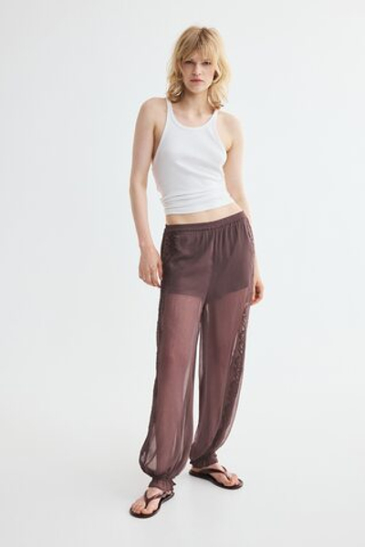 Шифоновые брюки-баллоны с кружевными вставками - H&M