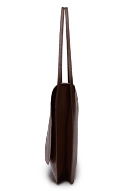 Massimo Dutti Большая сумка из кожи наппа с клапаном - Limited Edition, шоколадно-коричневый