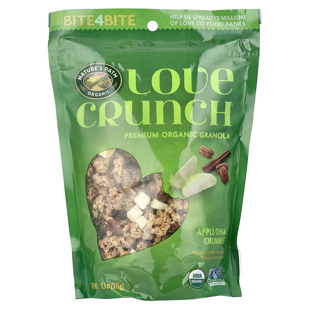 Nature's Path, Love Crunch, высококачественные органические мюсли, яблочный пирог с чиа, 11.5 унц. (325 г)