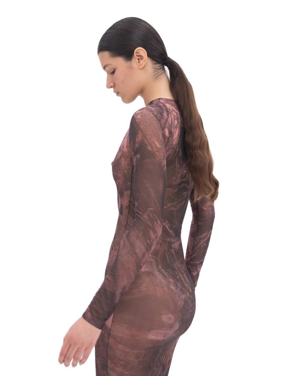 BROWN MESH DRESS