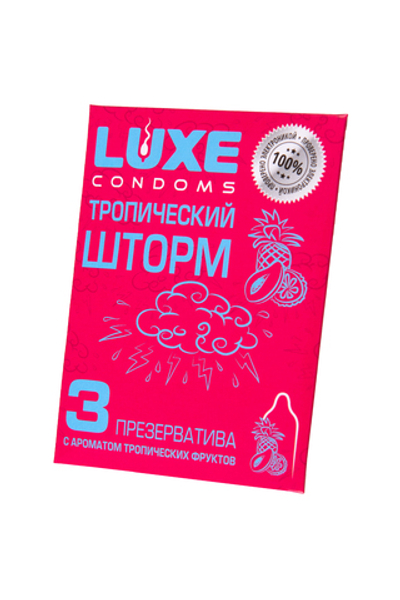 Презервативы Luxe, конверт «Тропический шторм», латекс, тропические фрукты, 18 см, 5,2 см, 3 шт.