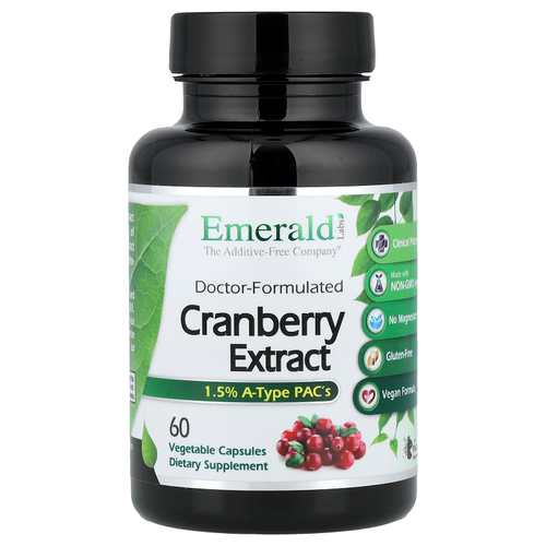 Emerald Laboratories, экстракт клюквы, 60 растительных капсул