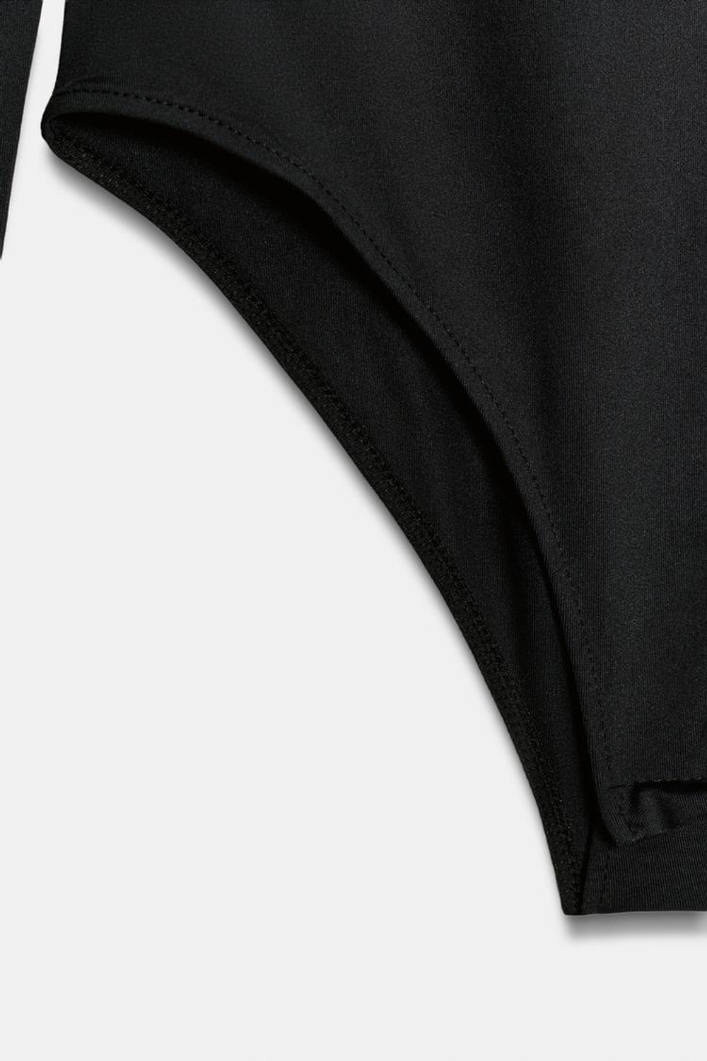 ZARA БОДИ ИЗ ПОЛИАМИДА С ДЛИННЫМИ РУКАВАМИ, ЧЕРНЫЙ