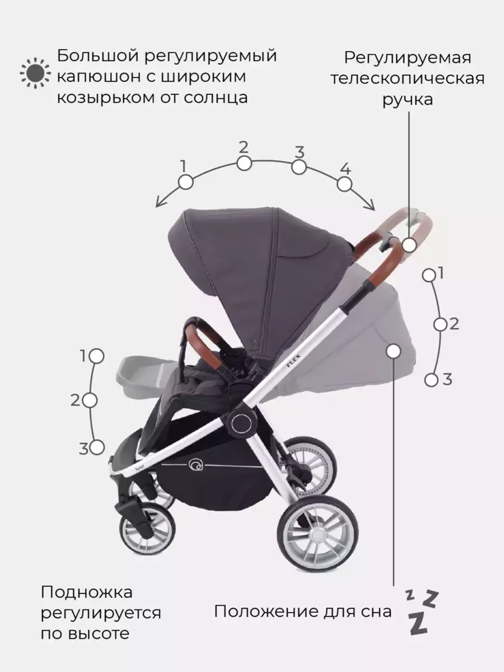 Коляска детская "FLEX" RA084 Moon Grey
