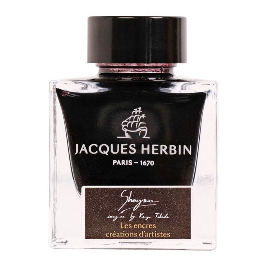 Чернила во флаконе Herbin Prestige 50 мл Shogun черные с блестками (13209JT)