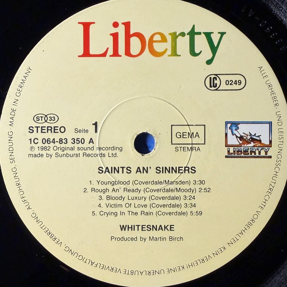 Whitesnake - Saints & Sinners (Германия 1982г.)