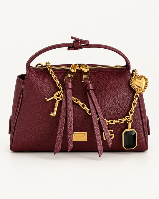 Женская сумка Dolce&Gabbana Vittoria — бордовая, зернистая