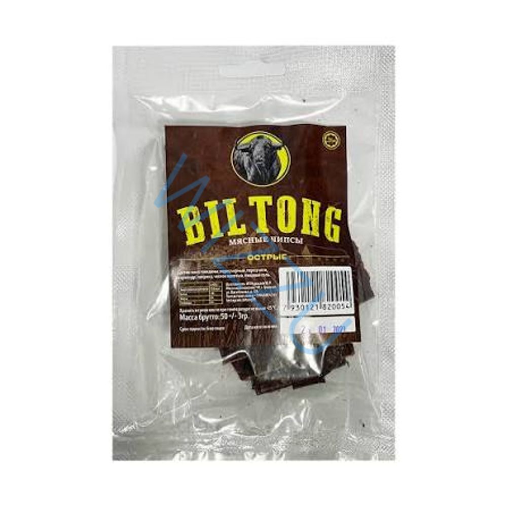 Мясные чипсы Biltong очень острые 70 гр
