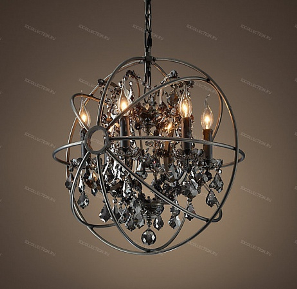 Люстра FOUCAULT'S ORB SMOKE CRYSTAL Restoration Hardware 68060282