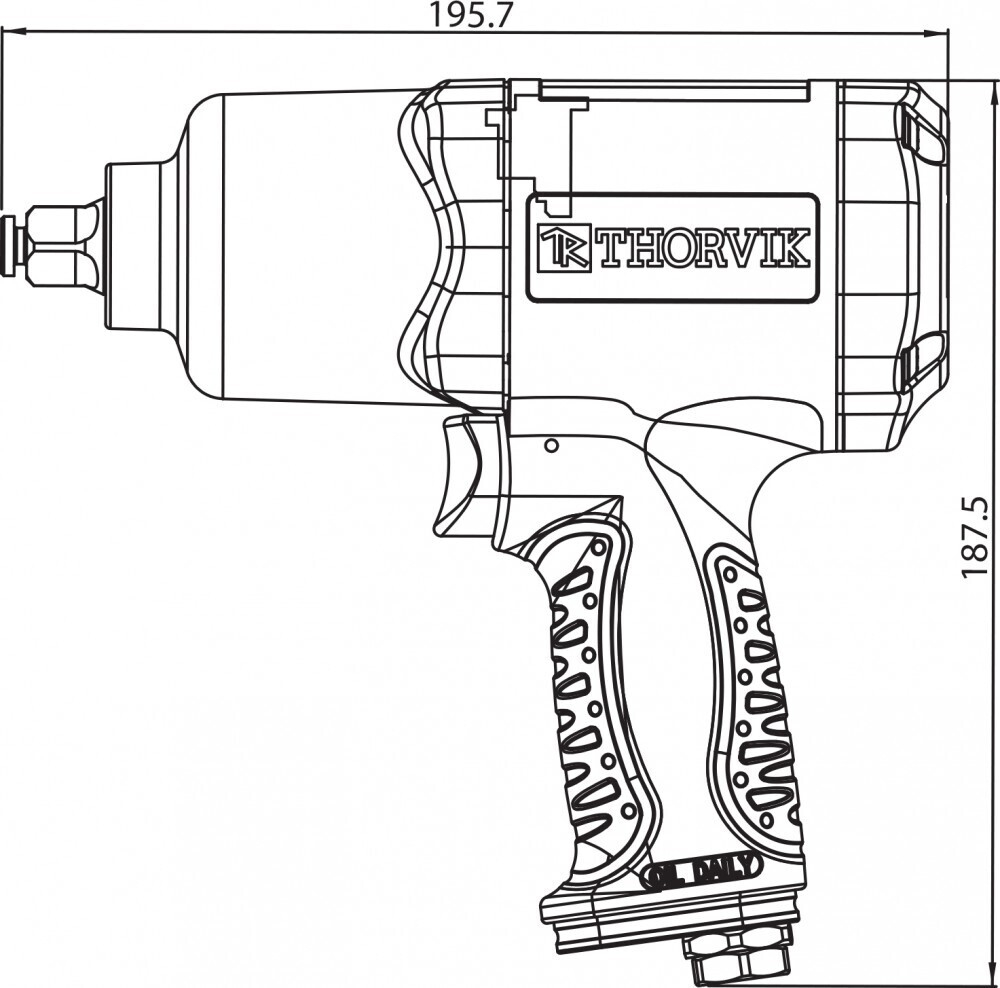 AIW1268 Гайковерт ударный пневматический, композитный корпус, 1/2"DR 7500 об/мин, 680 Нм