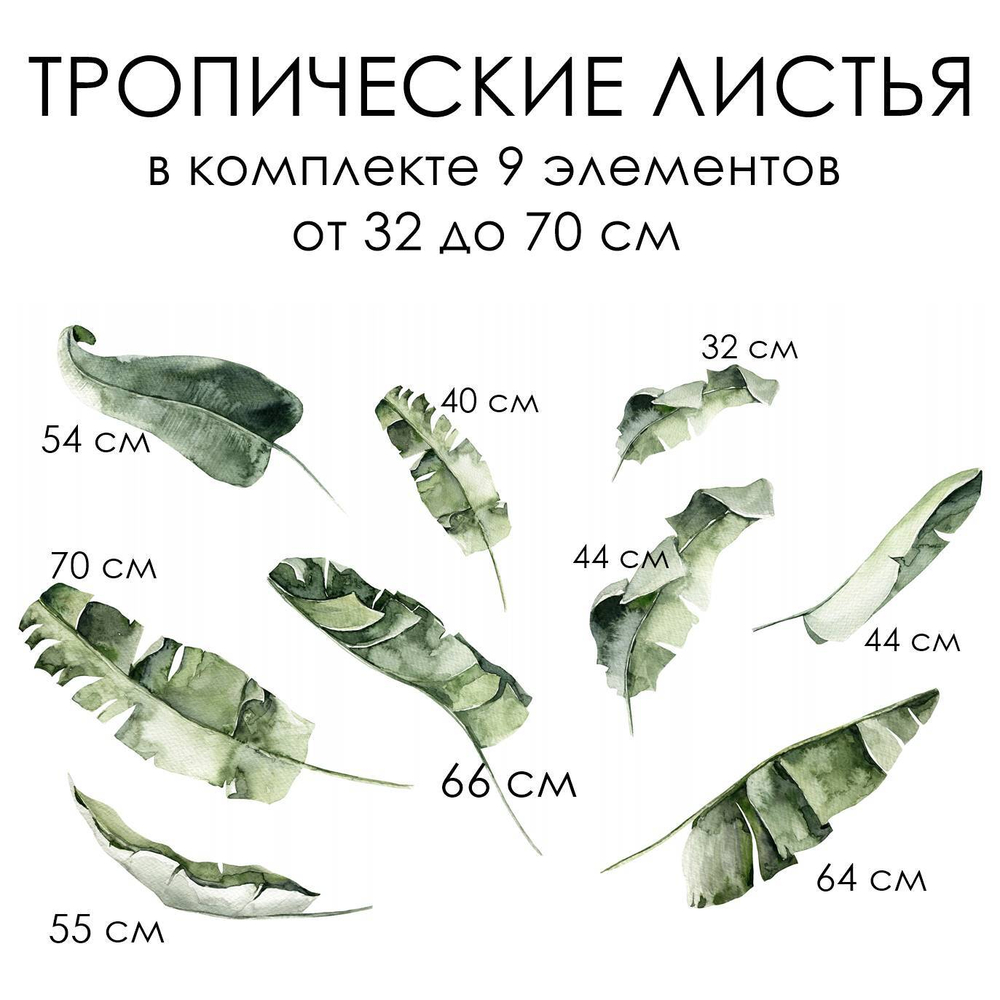Стикеры ТРОПИЧЕСКИЕ ЛИСТЬЯ