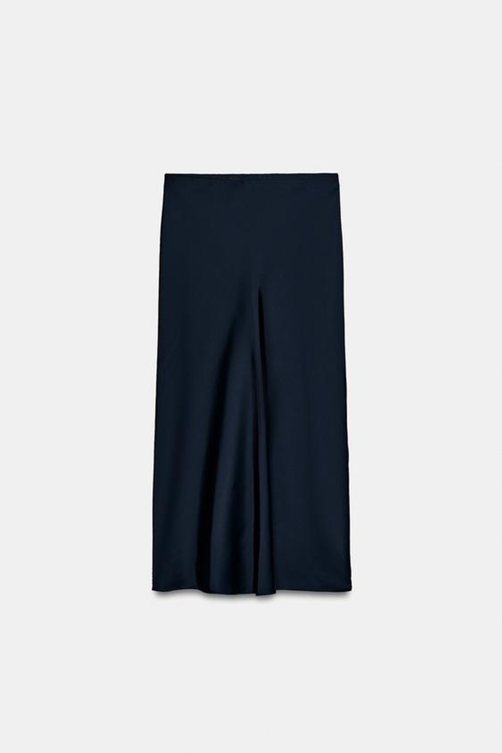 ZARA АТЛАСНАЯ ЮБКА МИДИ, МОРСКОЙ ТЕМНО-СИНИЙ