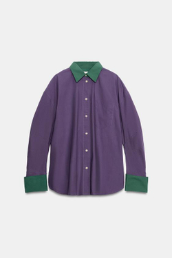 ZARA - FRUIT OF THE LOOM™ РУБАШКА С КОНТРАСТНЫМ ПРИНТОМ, СИРЕНЕВЫЙ