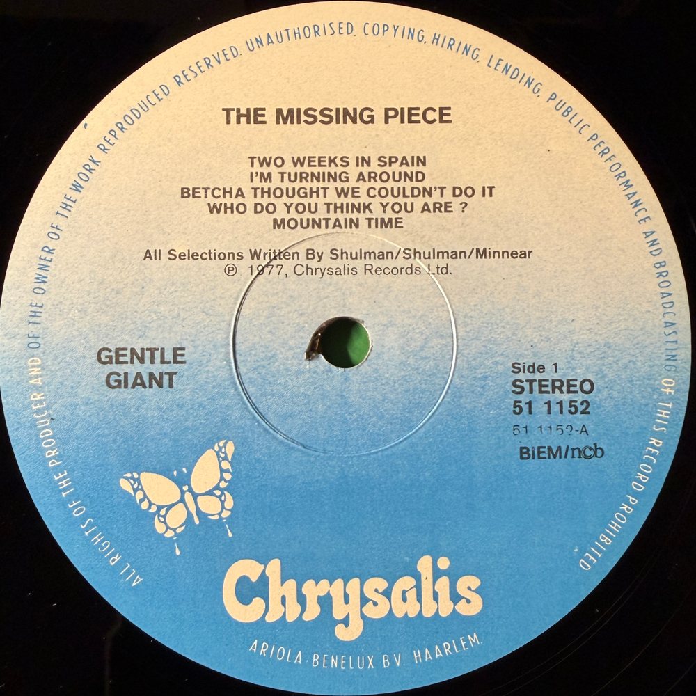 Gentle Giant ‎– The Missing Piece (Европа 1979г.)