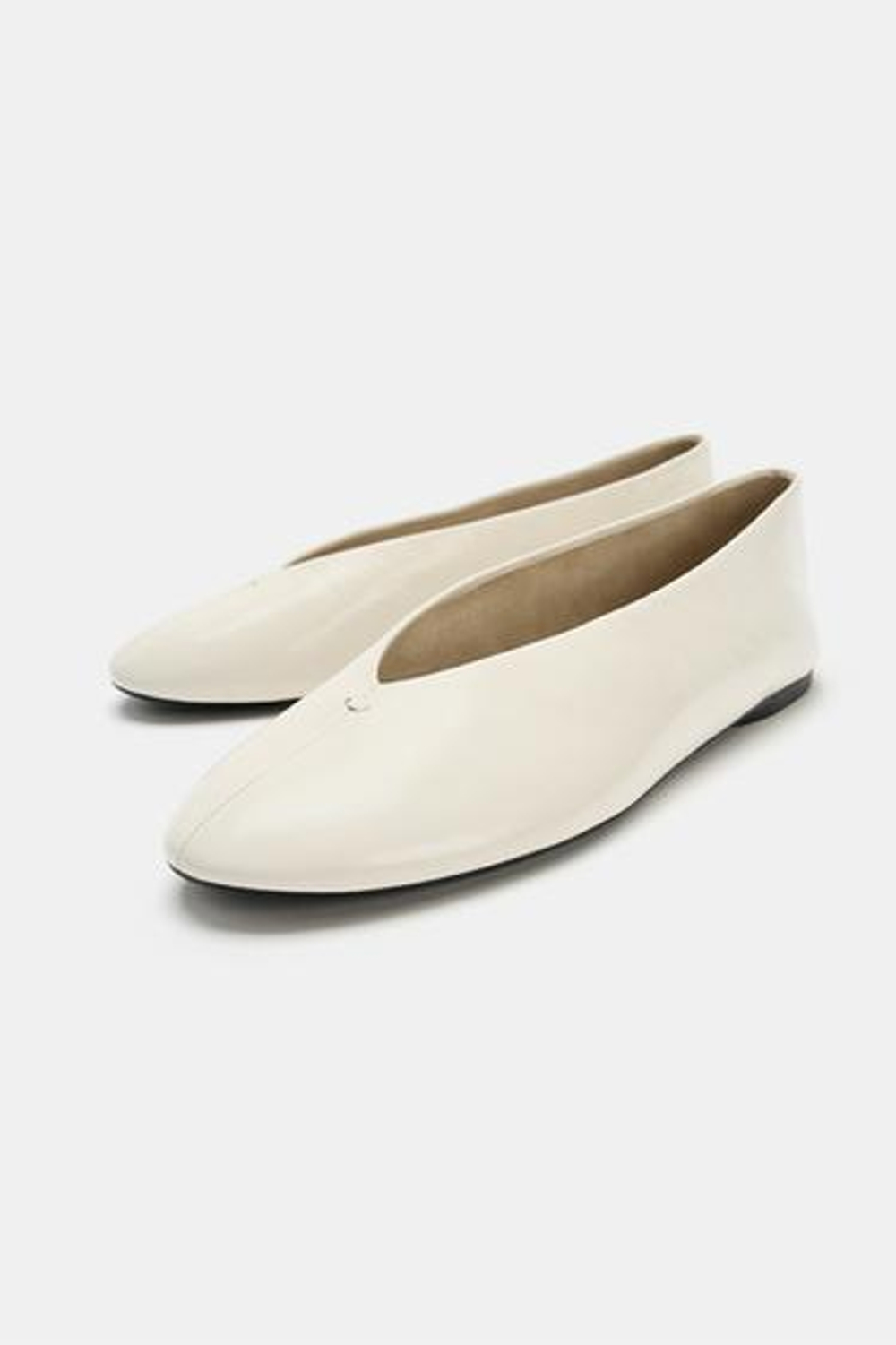 ZARA КОЖАНЫЕ БАЛЕТКИ, ЭКРЮ