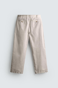 ZARA БРЮКИ ЧИНОС STRAIGHT FIT С ВИНТАЖНЫМ ЭФФЕКТОМ СТИРКИ, СВЕТЛО-БЕЖЕВЫЙ